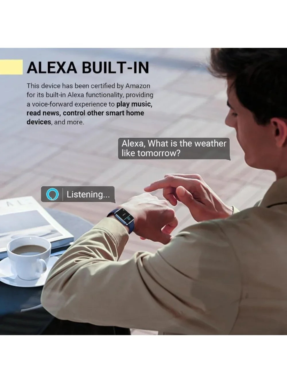 Stylish 1.8'' Fitness Tracker Smartwatch for Android/iPhone, Waterproof, Alexa